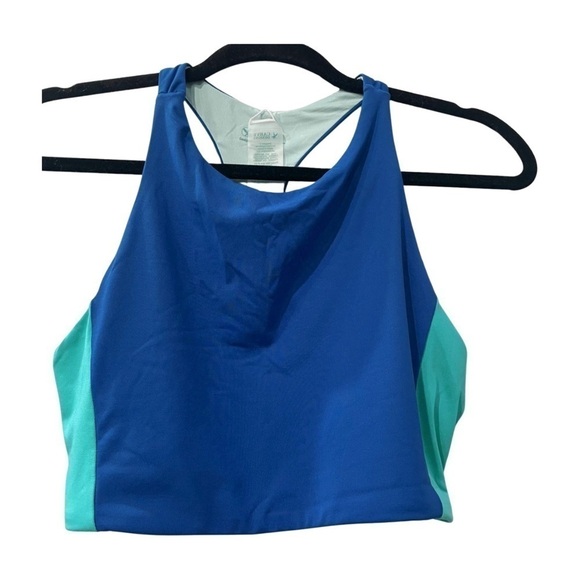 NWT Carve Designs Blue Teal Sanitas Color block Swimsuit Bikini Top Size L - Picture 3 of 11